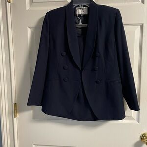 Kasper A.S.L. Midnight Blue Double-Breasted Blazer Skirt Suit Set